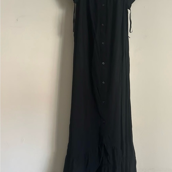 LOFT Black short Sleeve Dress with Button Detail - Picture 7 of 7